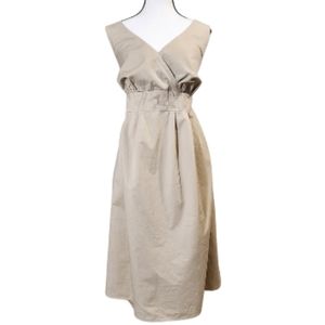 𝅺Size 20 Crossover Midi  dress Tan color 100% Cotton LANE BRYANT